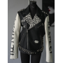Chaqueta de cuero sintético para hombre, personalizada, con diseño de remaches, estilo motero