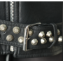 Chaqueta de cuero sintético para hombre, personalizada, con diseño de remaches, estilo motero