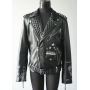 Chaqueta de cuero genuino personalizada para hombre, diseño de remaches de estilo urbano, chaqueta de motociclista