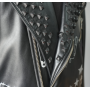 Chaqueta de cuero genuino personalizada para hombre, diseño de remaches de estilo urbano, chaqueta de motociclista