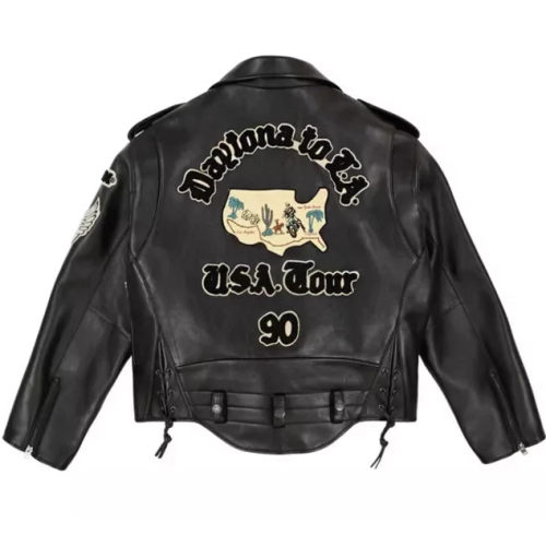 Custom Made Vintage Genuine Leather Motorcycle Racing Biker Jacket for Men Embroidered With Chenille Patches