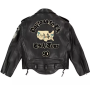 Chaqueta de motociclista de carreras de cuero genuino vintage hecha a medida para hombre, bordada con parches de chenilla.