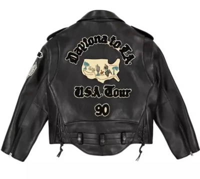 Maßgefertigte Vintage-Motorrad-Rennjacke aus echtem Leder für Herren, bestickt mit Chenille-Patches