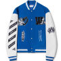 Chaqueta de cuero con parches bordados, estilo universitario, estilo bombardero de béisbol de gran tamaño.