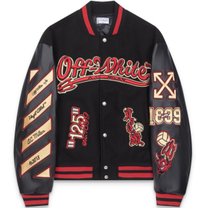 Hochwertige, individuelle Vintage-Patchwork-Lederjacke mit Stickereien, Oversize-Letterman-Baseball-Bomber-College-Jacke