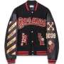 Chaqueta de cuero con parches bordados de estilo vintage, de alta calidad, personalizada, estilo bombardero de béisbol universitario de gran tamaño.