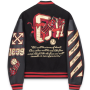Chaqueta de cuero con parches bordados de estilo vintage, de alta calidad, personalizada, estilo bombardero de béisbol universitario de gran tamaño.