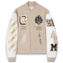 Chaqueta universitaria de béisbol estilo bombardero con parches bordados de cuero sintético personalizados