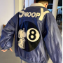 Vestes de motard en cuir PU pour homme, patchs brodés Snoopy, motif dessin animé Letterman