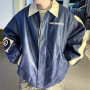 Vestes de motard en cuir PU pour homme, patchs brodés Snoopy, motif dessin animé Letterman