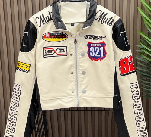 Benutzerdefinierte Damen Kurze Vintage Leder Bikerjacke Streetwear Hiphop PU Bomberjacke für Frauen