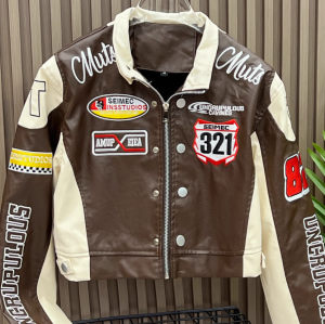 Custom Ladies Short Vintage Leather Biker Jacket Streetwear Hiphop PU Bomber Jacket For Women