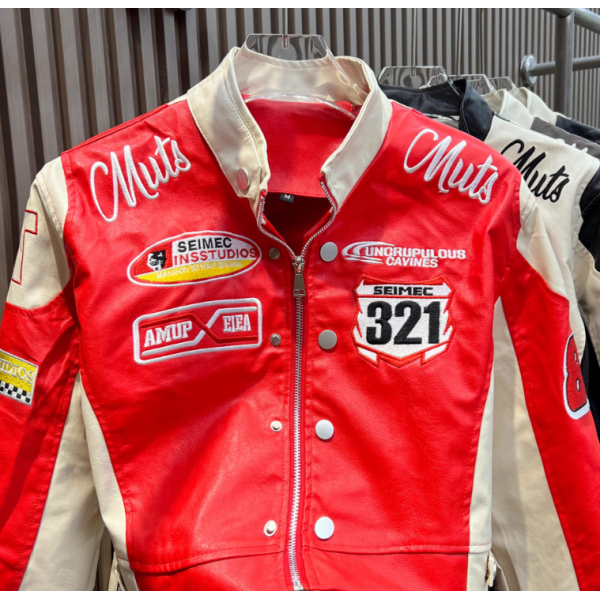 Chaqueta corta de cuero estilo biker vintage personalizada para mujer, estilo hip hop, estilo bombardero de PU.