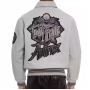 Benutzerdefinierte Chenille-Stickerei-Logo Echtleder Herren Bomberjacke