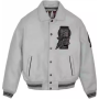 Benutzerdefinierte Chenille-Stickerei-Logo Echtleder Herren Bomberjacke