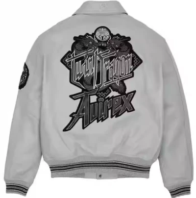 Benutzerdefinierte Chenille-Stickerei-Logo Echtleder Herren Bomberjacke