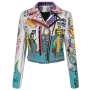 Nueva chaqueta de cuero sintético para motocicleta para mujer