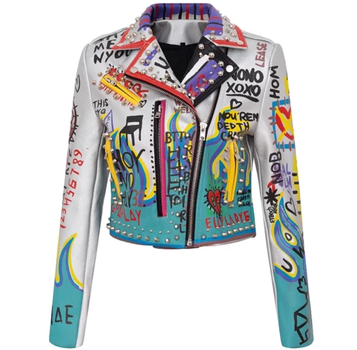 Nueva chaqueta de cuero sintético para motocicleta para mujer