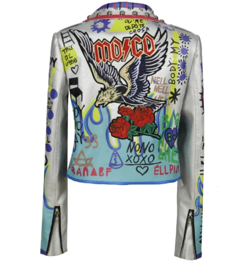 Nueva chaqueta de cuero sintético para motocicleta para mujer