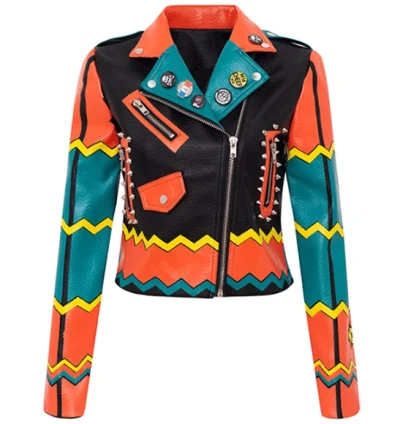 OEM Damen Leder Bikerjacke Motorrad PU Lederjacke für Damen