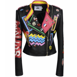 OEM Short motorcycle leather biker jacket for women