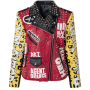 Giacca da motociclista in pelle da donna con rivetti steampunk, realizzata a mano da OEM High Street