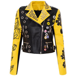New Design Women PU Leather Jacket High Street Motocycle Biker Jacket For Ladies