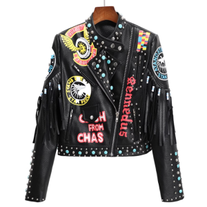 Women Motorcycle Biker Leather Jacket High Street OEM PU Leather Jacket For ladies