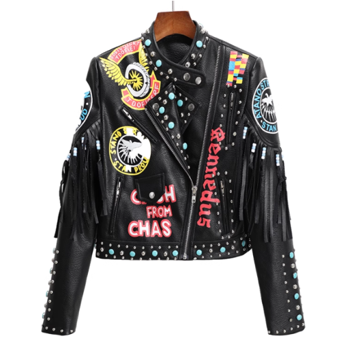 Women Motorcycle Biker Leather Jacket High Street OEM PU Leather Jacket For ladies