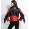 New Arrival Women Stylish Fringed Patchwork Motorcycle  Biker PU Leather Jacket