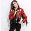 New Arrival Women Stylish Fringed Patchwork Motorcycle  Biker PU Leather Jacket