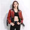 New Arrival Women Stylish Fringed Patchwork Motorcycle  Biker PU Leather Jacket