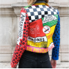 New Arrival Women Printed Graffiti PU Leather Motorcycle Biker Jacket