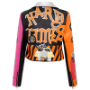 OEM Women Badge Rivet Graffiti PU Motorcycle Leather Biker Jacket For Ladies