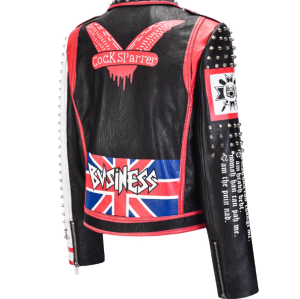 OEM ROCK Style Rivet Punk PU Leather Biker Jacket For Women