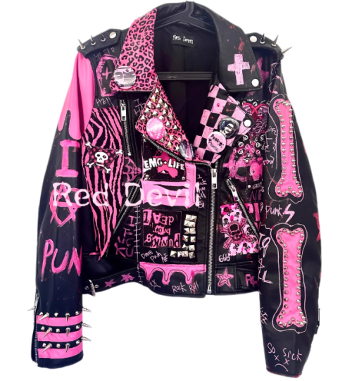 Women's Punk Style HipHop Biker Leather Jacket  Motorcycle Biker Jacket For Ladies