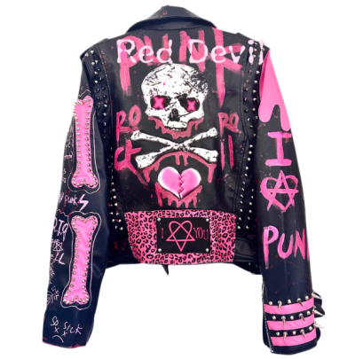 Women's Punk Style HipHop Biker Leather Jacket  Motorcycle Biker Jacket For Ladies