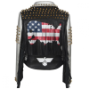 PUNK Fashion Printed PU Leather Biker Jacket For Women