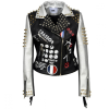 PUNK Fashion Printed PU Leather Biker Jacket For Women
