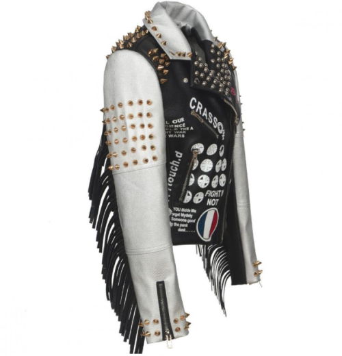PUNK Fashion Printed PU Leather Biker Jacket For Women