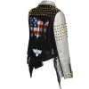PUNK Fashion Printed PU Leather Biker Jacket For Women