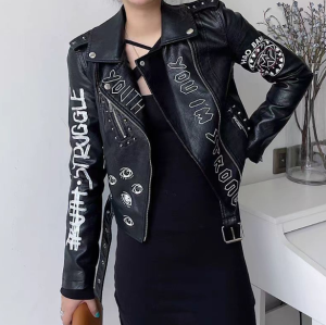 New Arrival Women PU Leather Biker Jacket OEM Wholesale