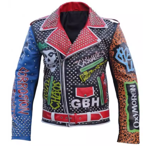 Women Rivets Leather Biker Jacket OEM Service