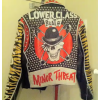 Punk Printed Genuine Leather Motorcycle Biker Jacket For Men