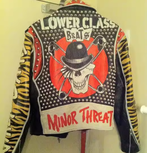 Punk Printed Genuine Leather Motorcycle Biker Jacket For Men