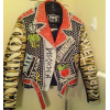 Punk Printed Genuine Leather Motorcycle Biker Jacket For Men