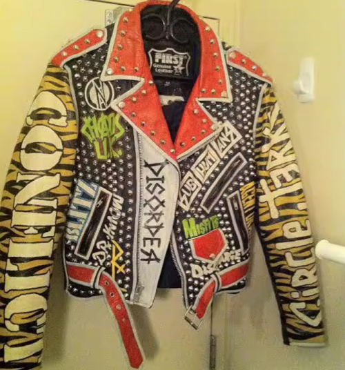 Punk Printed Genuine Leather Motorcycle Biker Jacket For Men