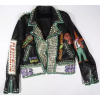 Men's High Street Rivets Punk Genuine Leather Biker Motorcycle Jacket