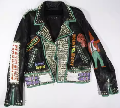 Men's High Street Rivets Punk Genuine Leather Biker Motorcycle Jacket