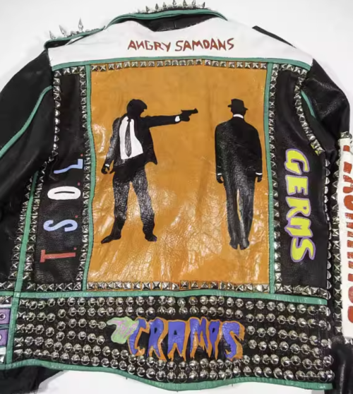 Men's High Street Rivets Punk Genuine Leather Biker Motorcycle Jacket